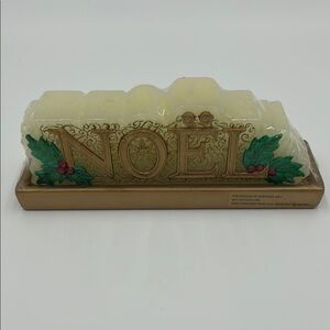 Vintage Christmas Candle Gold and Cream NOEL Decorative Holiday New